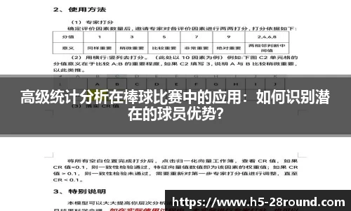 高级统计分析在棒球比赛中的应用：如何识别潜在的球员优势？